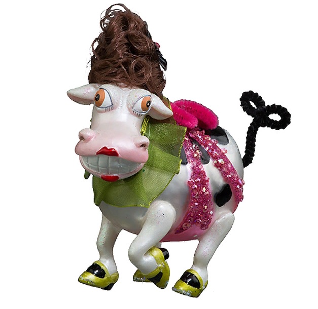фото Елочная игрушка holiday classics корова модница 43064 11 см разноцветный 1 шт.