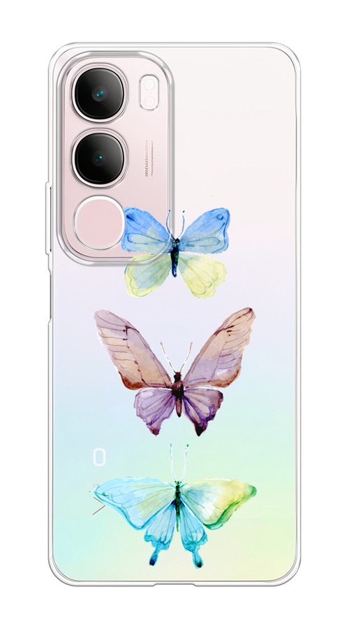 

Чехол на Vivo Y19s "Акварельные бабочки", Бирюзовый;розовый, 2612350-1