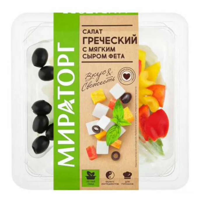

Салат Мираторг Греческий с помидором и огурцом 200 г