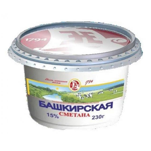

Сметана Башкирская 15% БЗМЖ 230 г