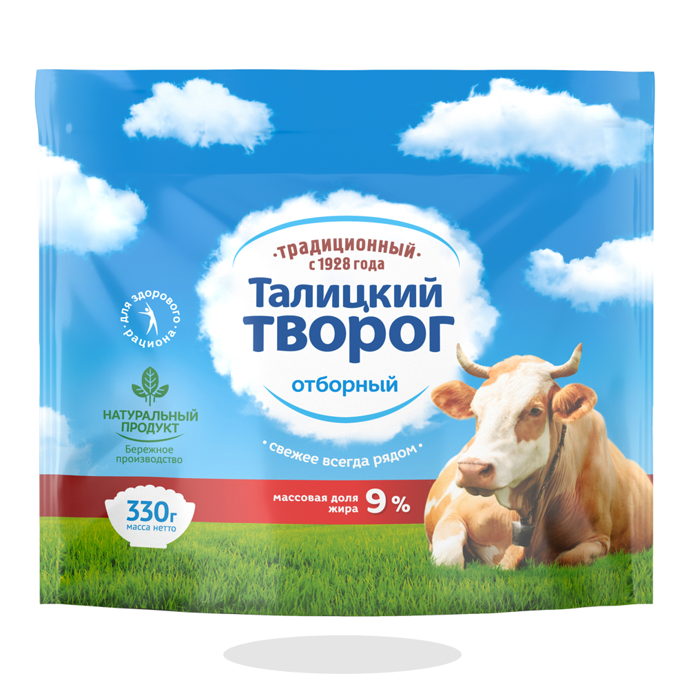 

Творог Талицкий Традиционный дой-пак 9% 330 г