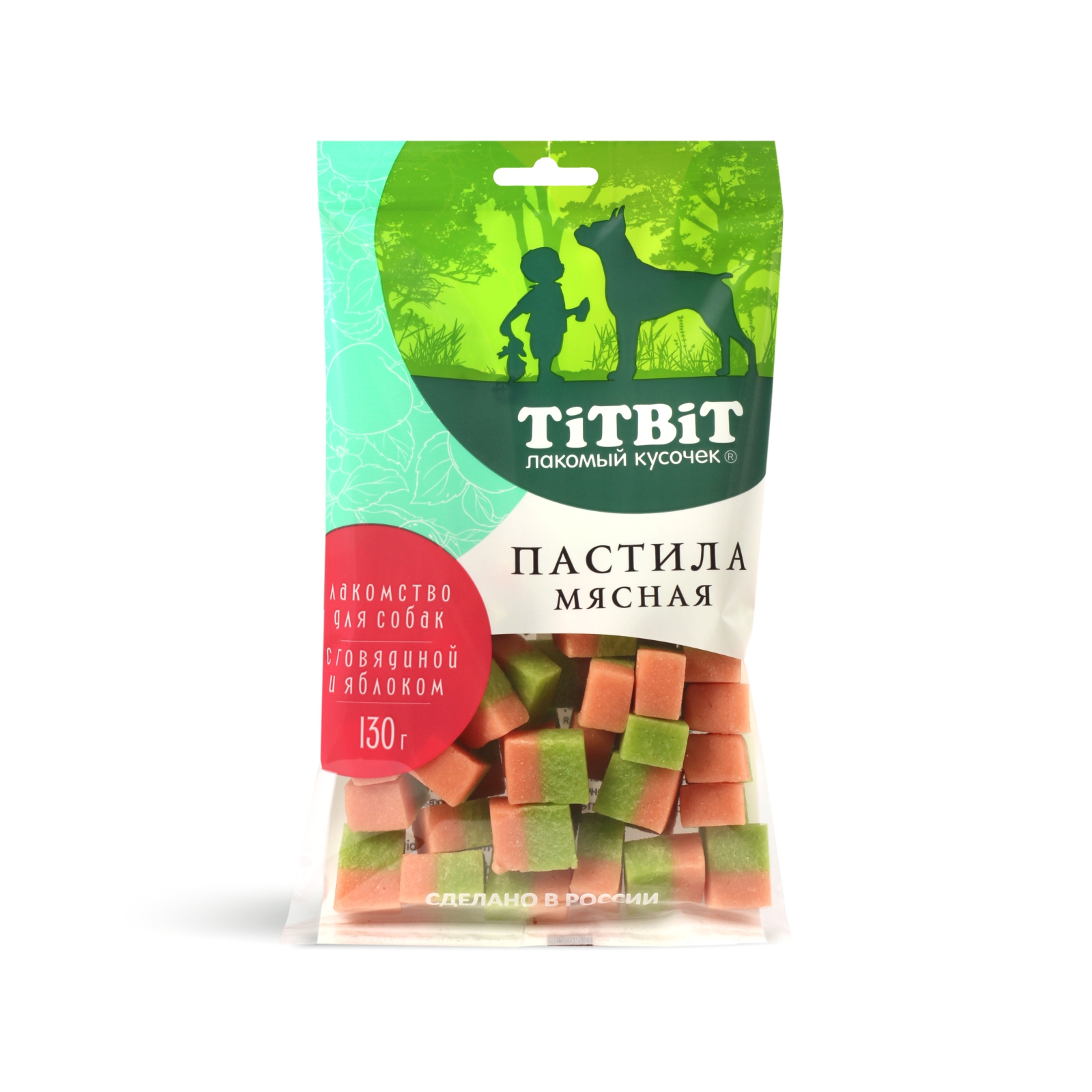 

Лакомство для собак TiTBiT Пастила мясная с говядиной и яблоком, 130 г