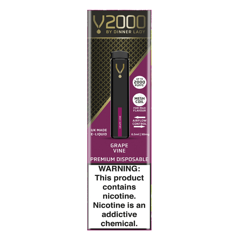 

Одноразовая электронная сигарета Dinner Lady V2000 Grape Vine, 20 мг