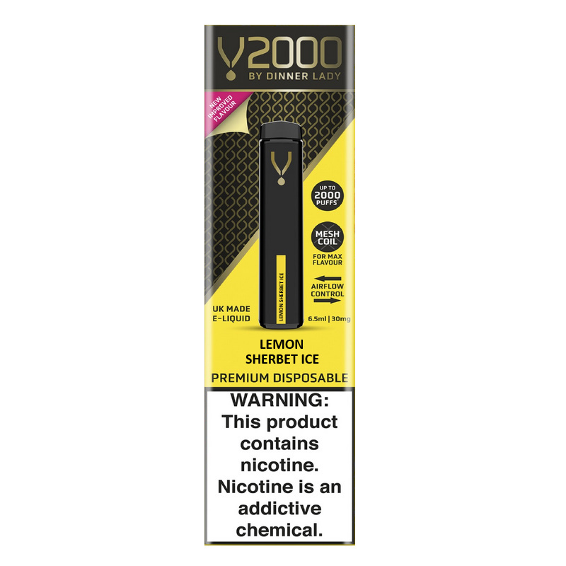 

Одноразовая электронная сигарета Dinner Lady V2000 Lemon Sherbet Ice, 20 мг