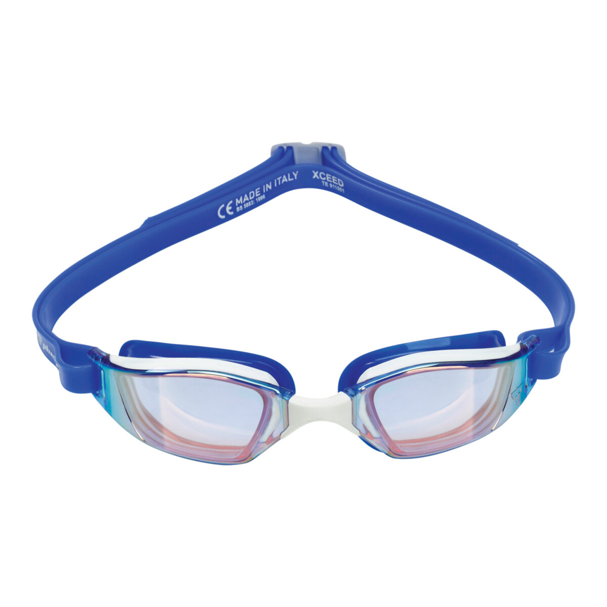 Очки для плавания Xceed Phelps линзы голубые переливающиеся, цвет силикона: white/blue