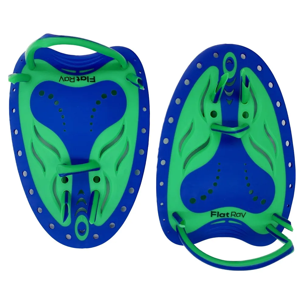 Лопатки для плавания Flat Ray Hand Paddles Ergo, зеленый/голубой, S