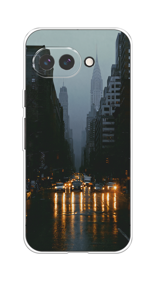 

Чехол на Google Pixel 9a "Дождливый Нью Йорк", Черный;серый, 272250-1