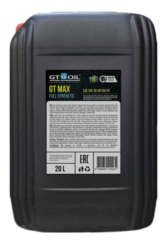 

Моторное масло GT OIL Max SAE 5W30 API SN/CF 20л