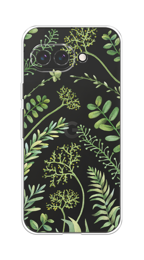 

Чехол на Google Pixel 9a "Green Leaves", Зеленый;прозрачный, 272250-1