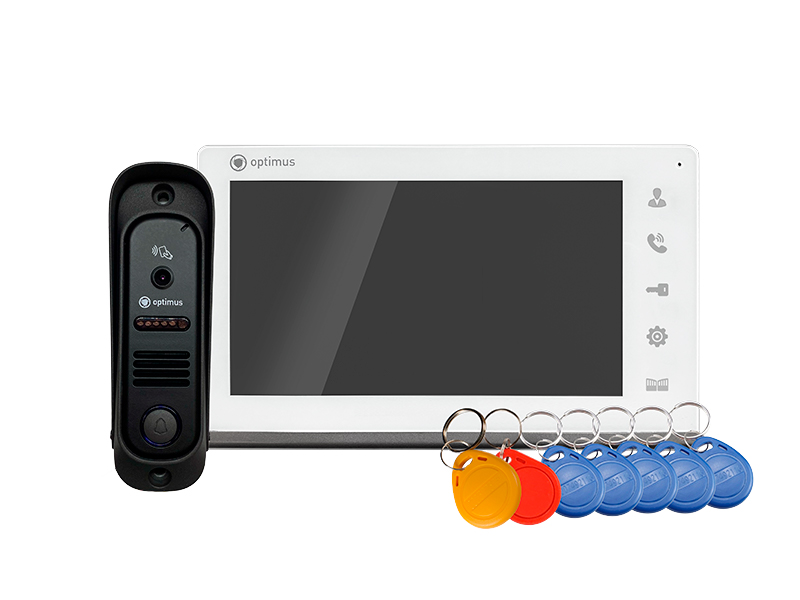 Комплект видеодомофона Optimus Leader 2.0 IK-7.0 (w+b) poe сплиттер optimus sm1 12b