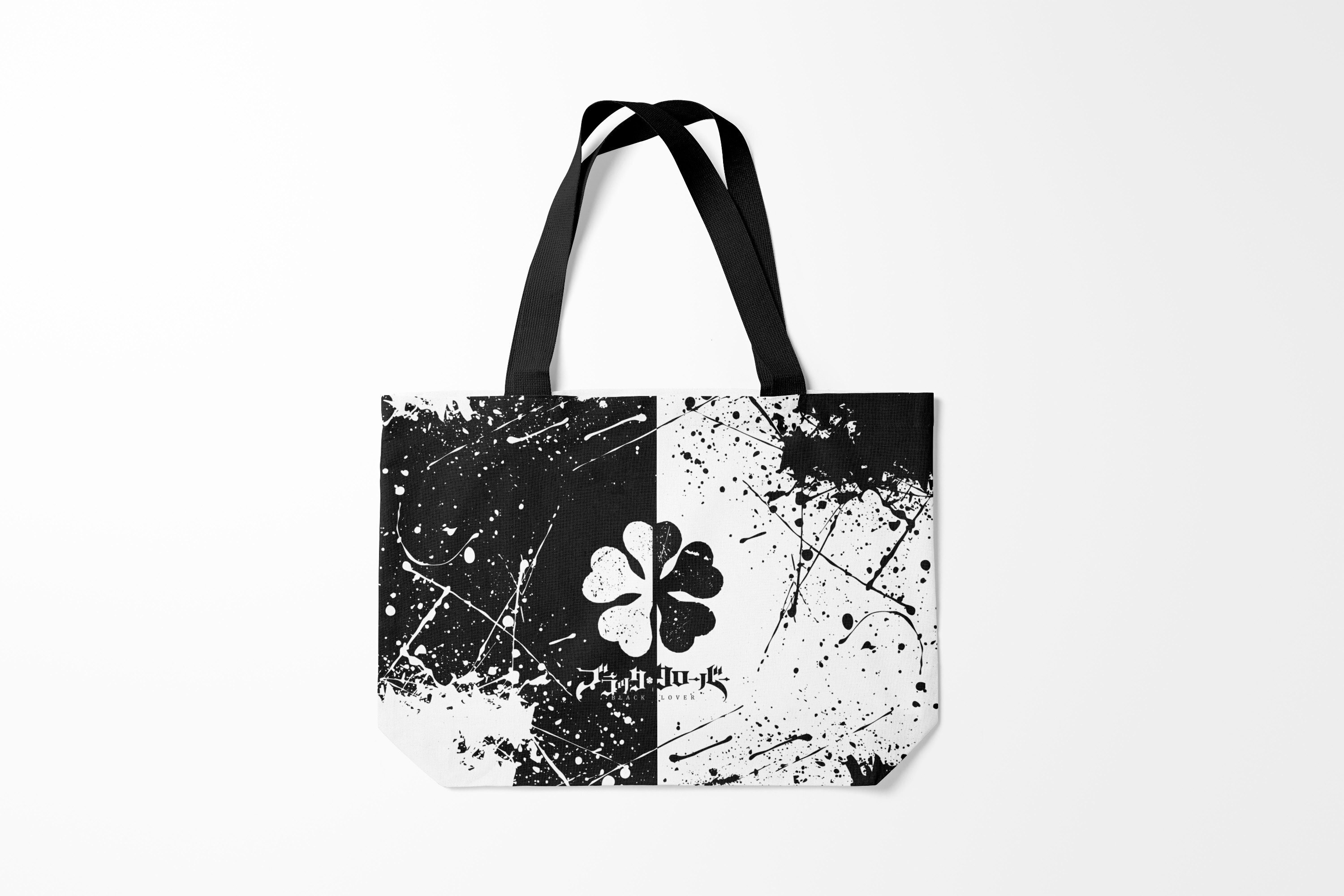 

Сумка шoппер унисекс Burnettie Черный клевер половина фон запачкана, черный; белый, Черный клевер половина фон запачкана