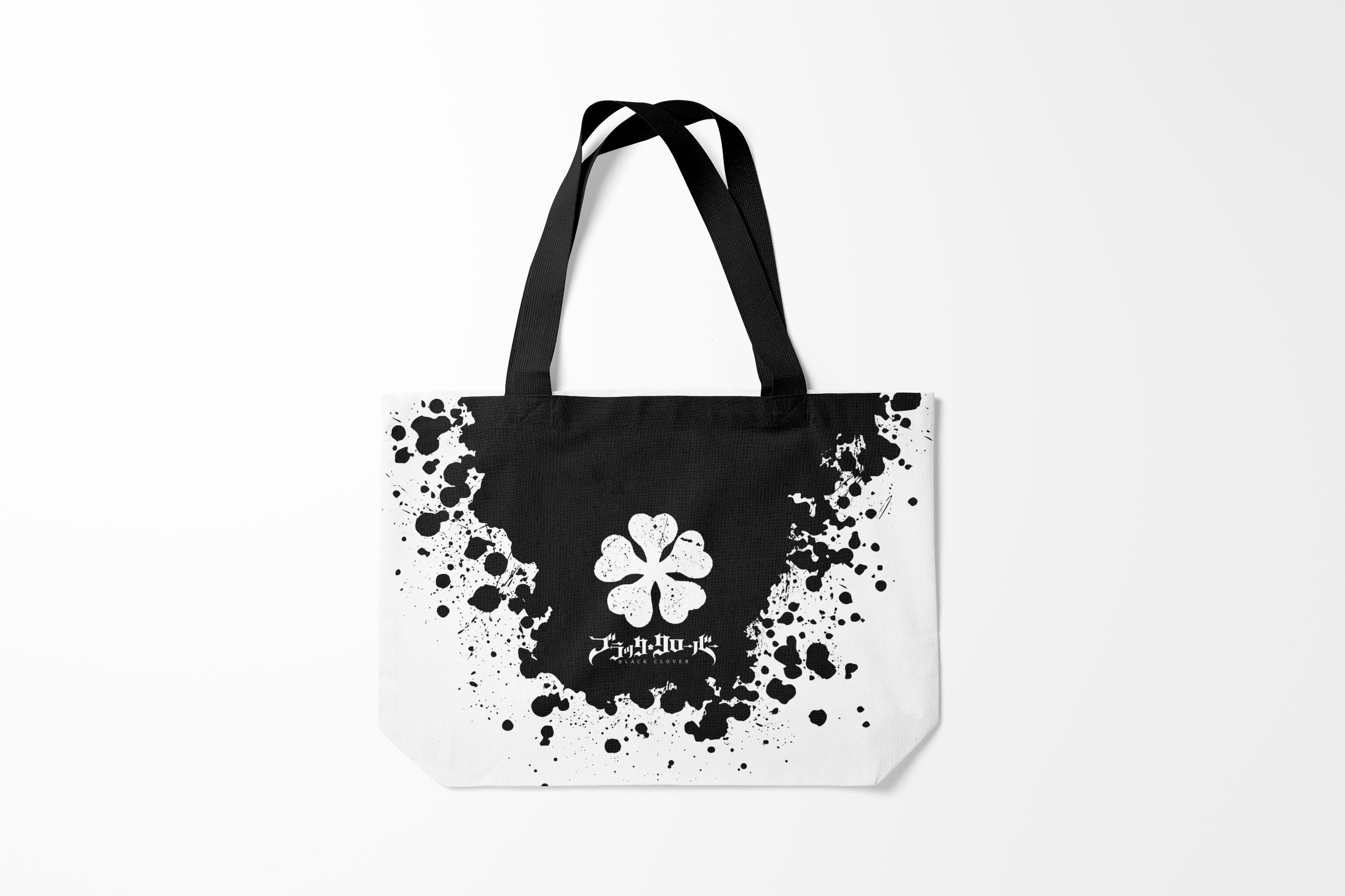 

Сумка шoппер унисекс Burnettie Черный клевер и разделенный пополам фон, белый, Черный клевер и разделенный пополам фон