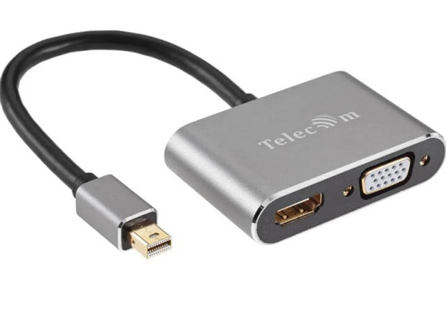 

Аксессуар Telecom MiniDP/M - HDMI/F + VGA/F TA6080, Серый, TA6080