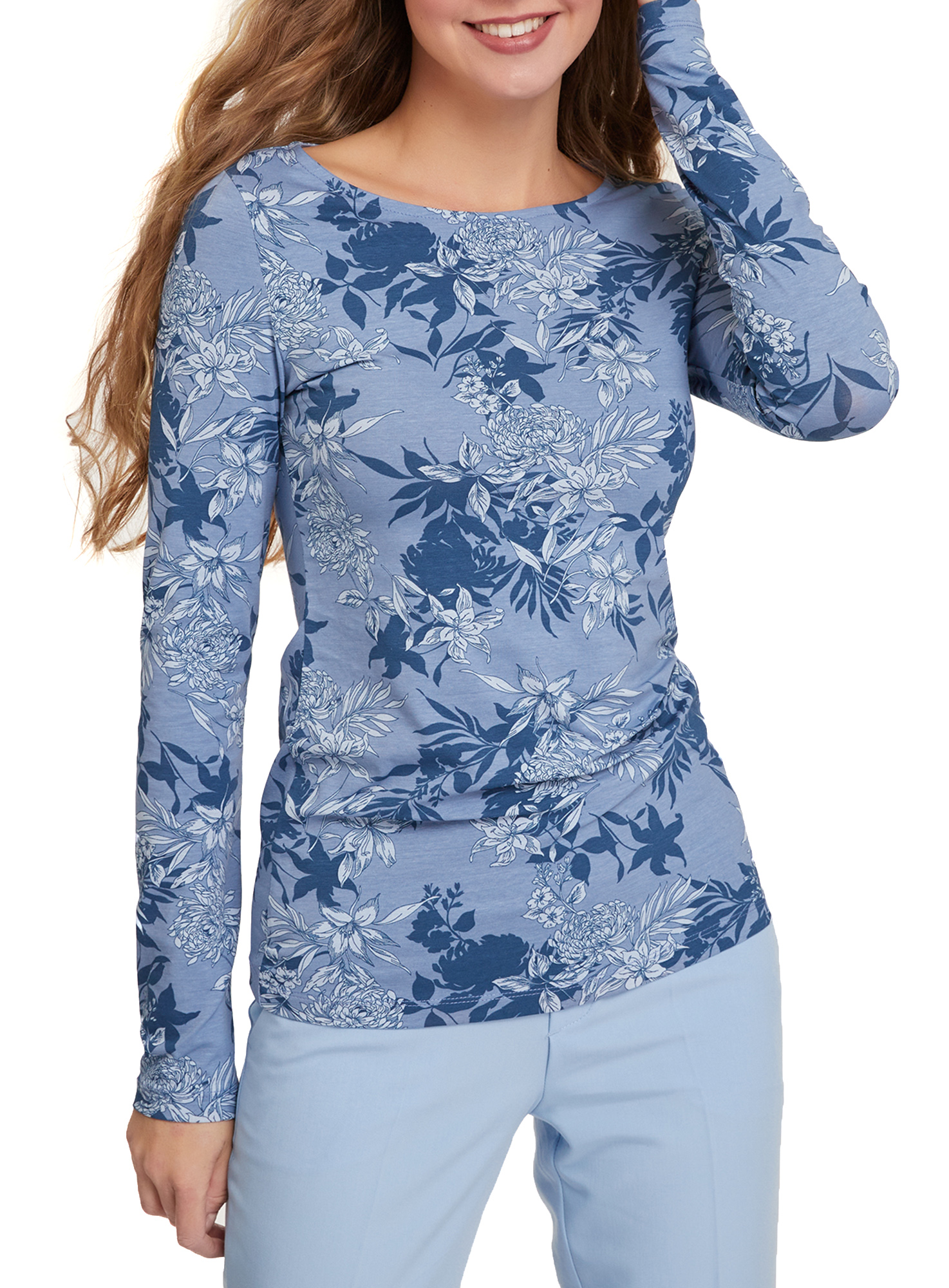 

Лонгслив женский oodji 24201007B синий 2XL, 24201007B
