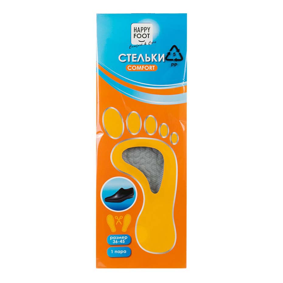 

Стельки Happy Foot Comfort в ассортименте (цвет по наличию) 36-45 RU