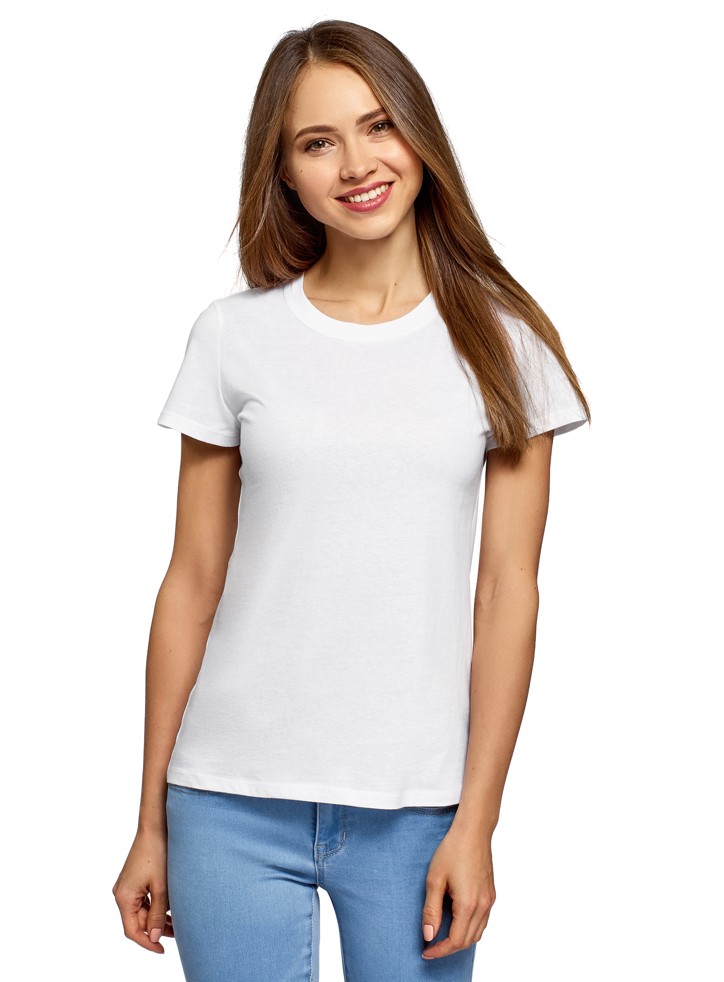 

Футболка женская oodji 14701078-21B белая M, Белый, 14701078-21B