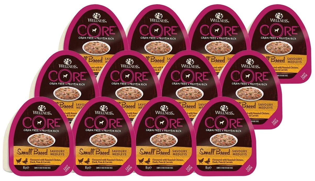 

Консервы для собак Core Dog с курицей, уткой, горохом и морковью, 12шт по 85г, CORE DOG для взрослых собак маленьких пород попурри с курицей, уткой, горохом и морковью (85 гр х 12 шт)