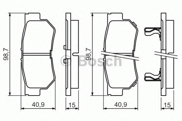 Колодки Зад. Нyundаi Gетz,Sоnата,Тuсsоn,Sаnта Fе/Кiа Sроrтаgе,Маgеnтis BOSCH 0986494417 100056949593