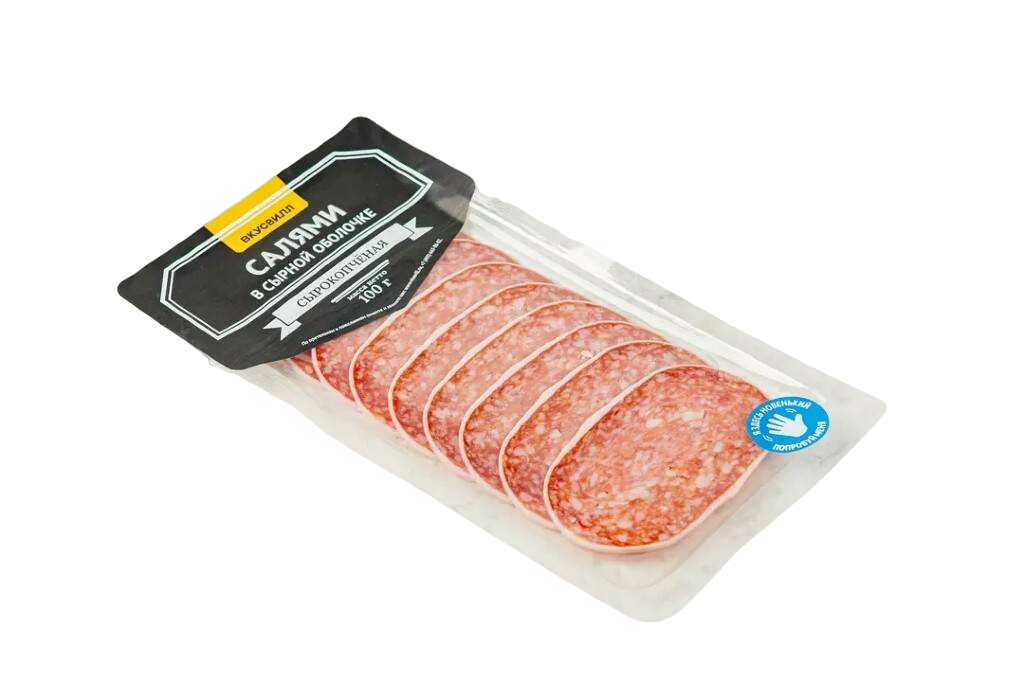 

Колбаса сырокопченая ВкусВилл Салями в сырной оболочке нарезка 100 г