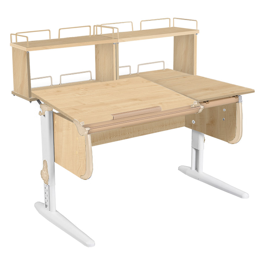 

Парта Дэми СУТ-25-01Д2 120см раздельная с надстройками клен/бежевый/белый каркас