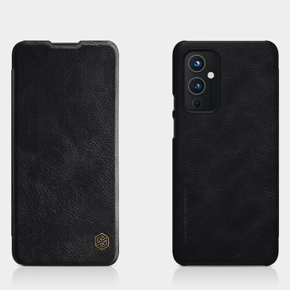 фото Кожаный чехол-книжка nillkin leather qin для oneplus 9r (черный)