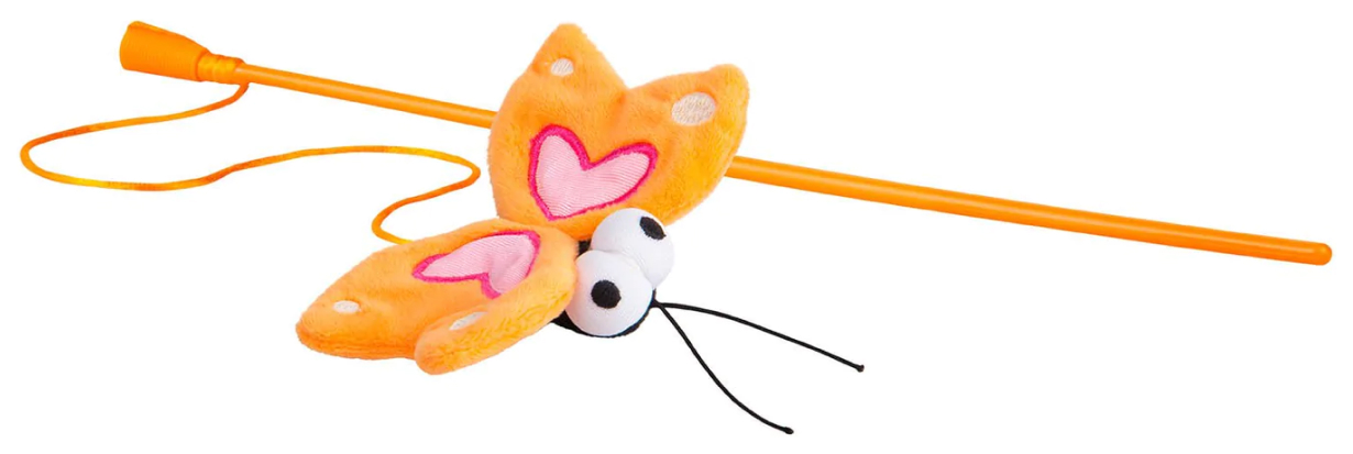 Игрушка для кошек Rogz Catnip Butterfly Wand CTT01-D бабочка с кошачьей мятой оранжевая