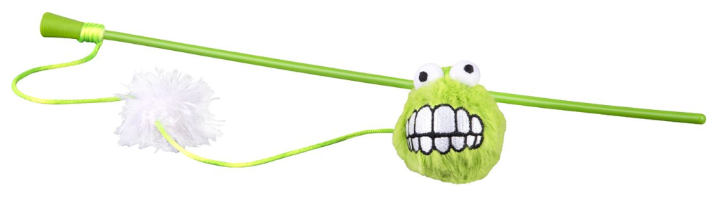 фото Игрушка для кошек rogz catnip fluffy magic stick lime дразнилка-удочка с мячом лаймовая