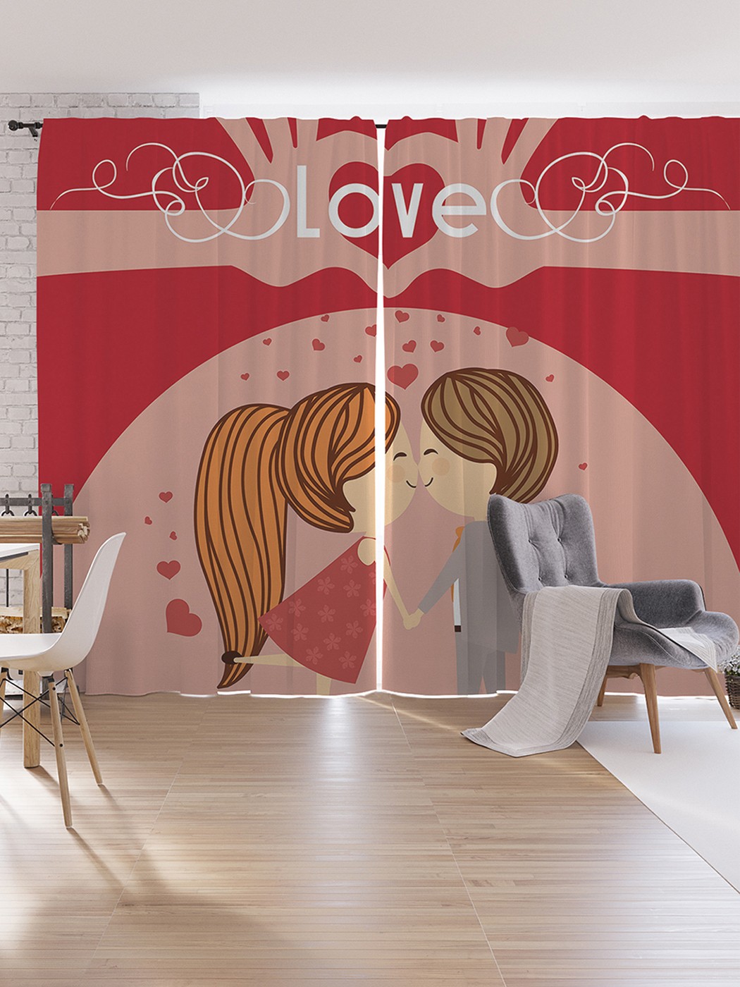 

Шторы под лён JoyArty "My love", серия Oxford DeLux, 340х265 см, My love