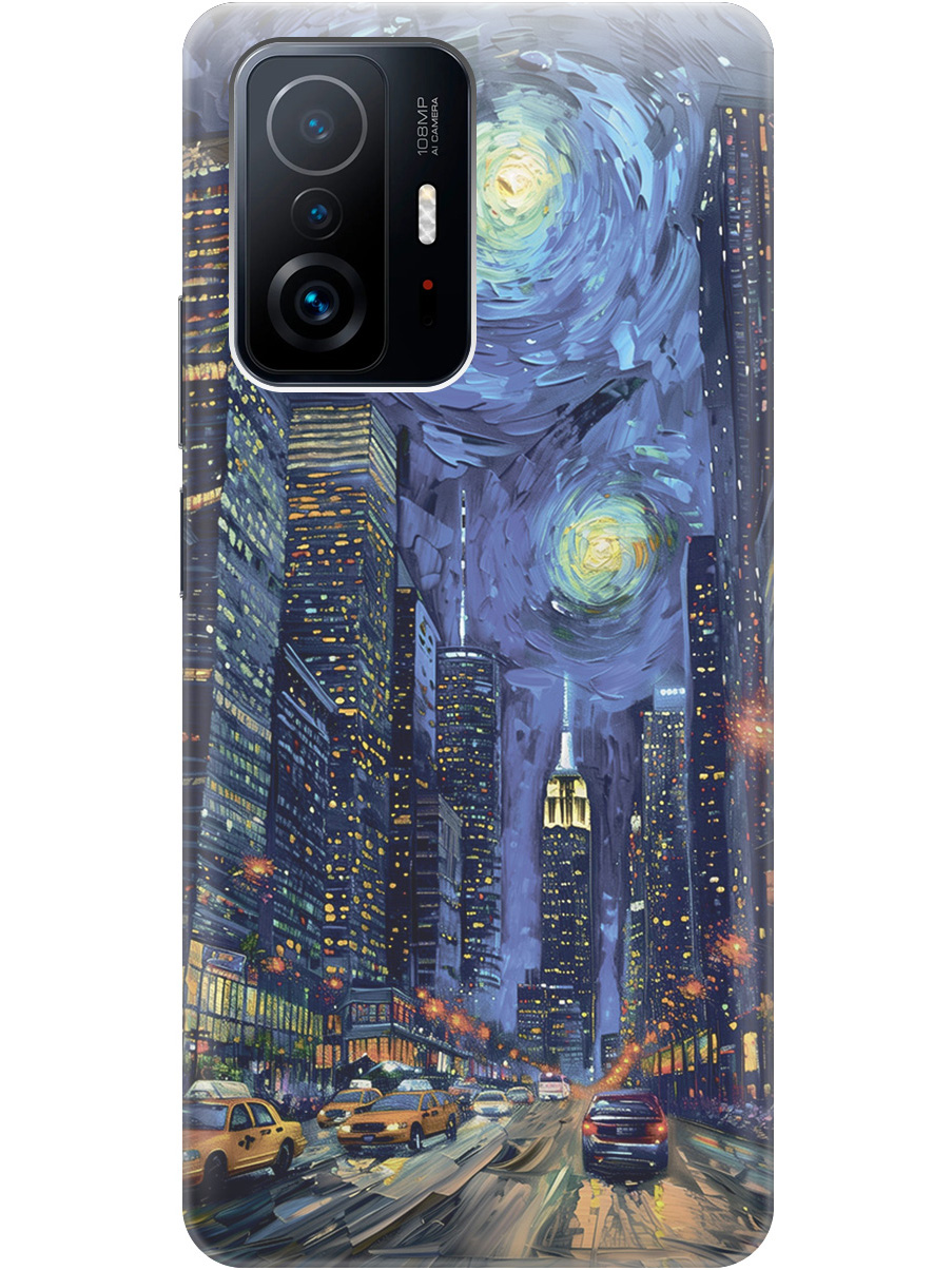 

Силиконовый чехол на Xiaomi 11T/11T Pro с принтом "Ночной проспект", Прозрачный;синий;черный, 732395210