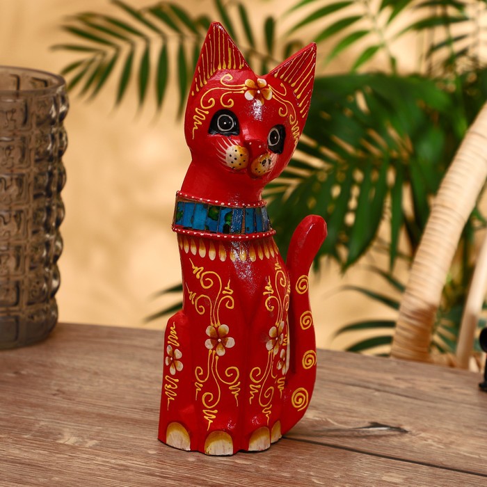 

Сувенир "Кошка" албезия 30 см, Красный, Indonesian style