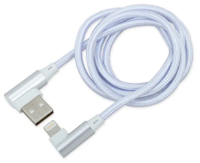 Дата-Кабель Arnezi Lightning - USB iPhone 6/7/8/X угловой, белый, 1 м A0605031