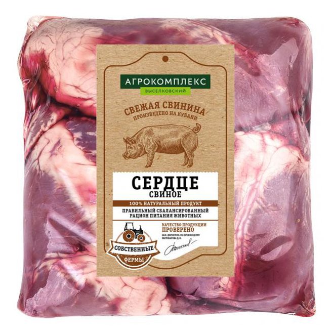 

Сердце свиное Агрокомплекс охлажденное +-900 г