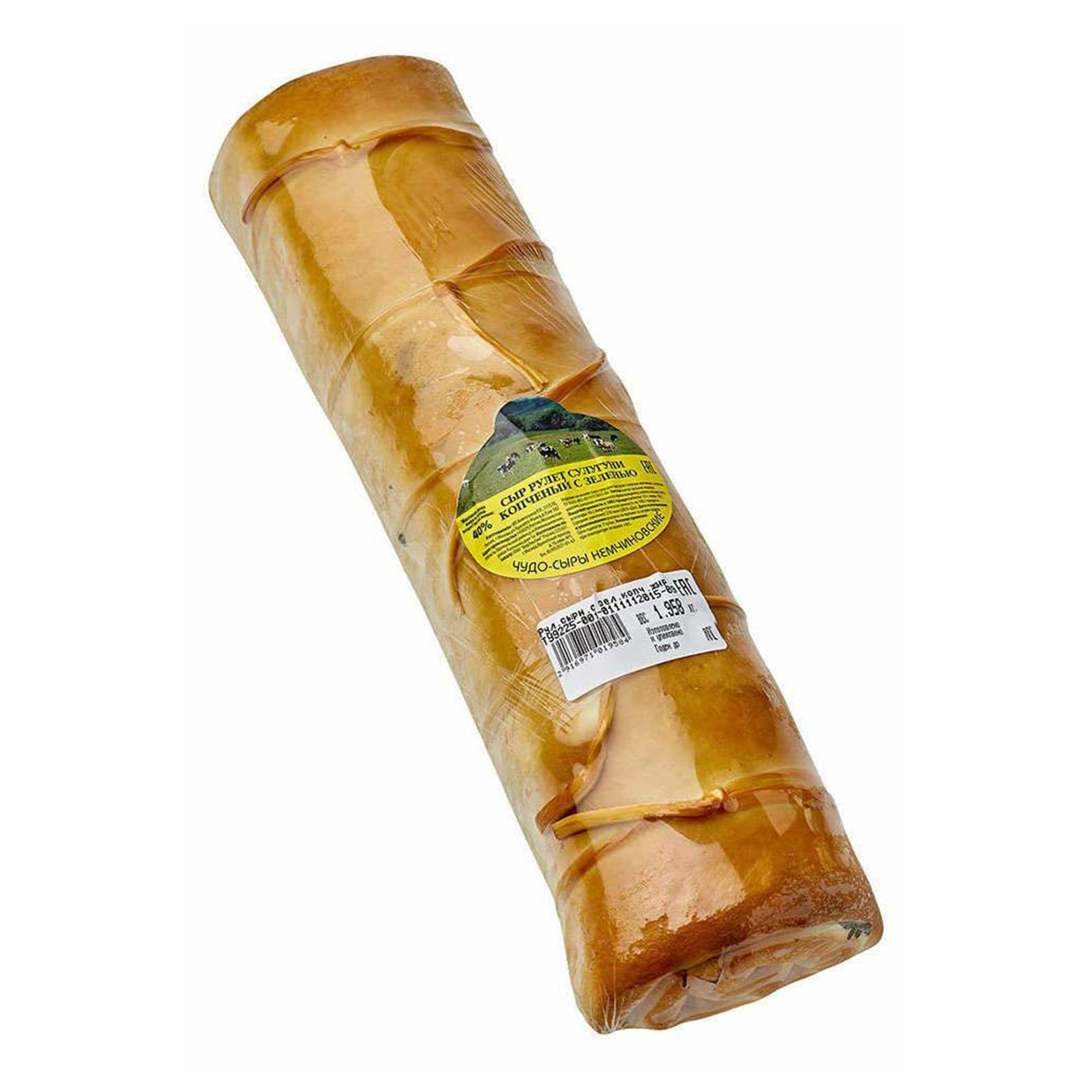 

Сыр Чудо сыры Немчиновские Сулугуни копченый рулет с зеленью весовой