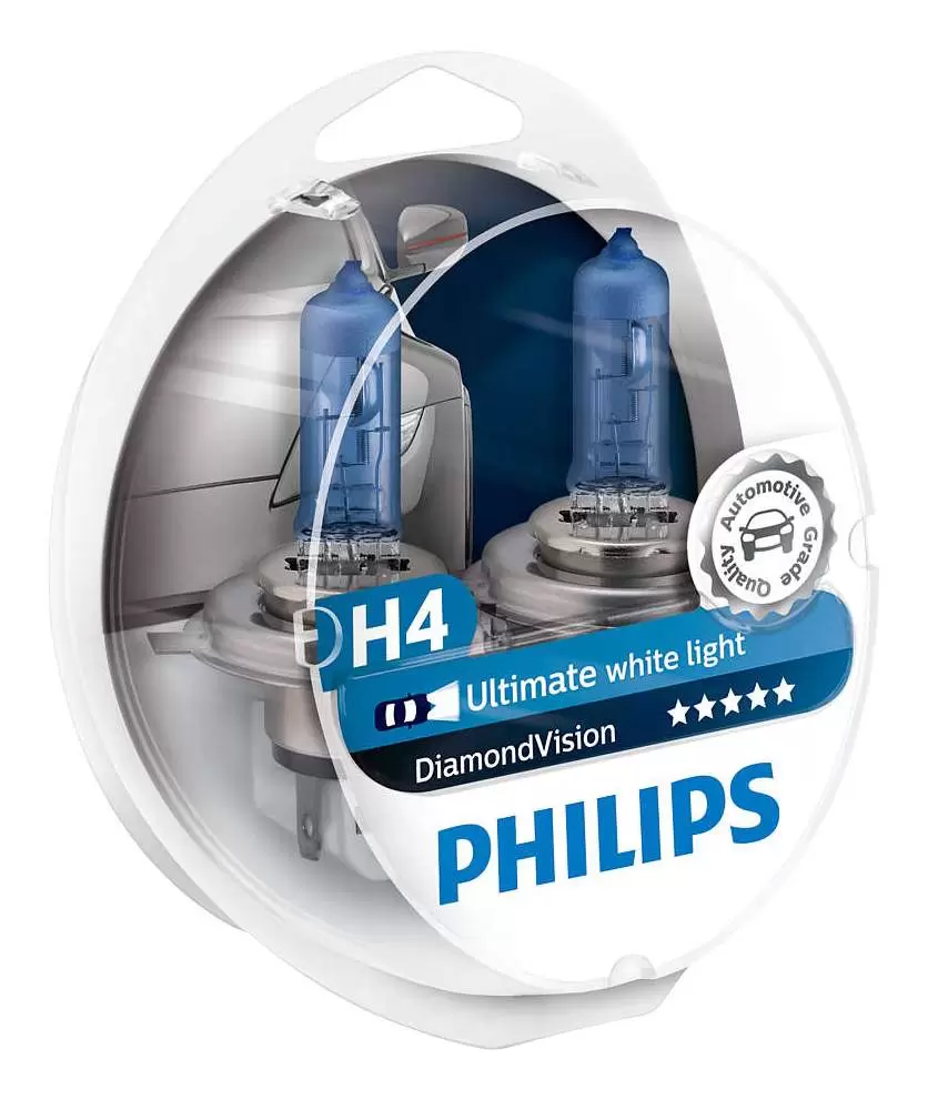 Галогенная лампа Philips H4 (60/55W 12V) DiamondVision 2шт 12342DVS2