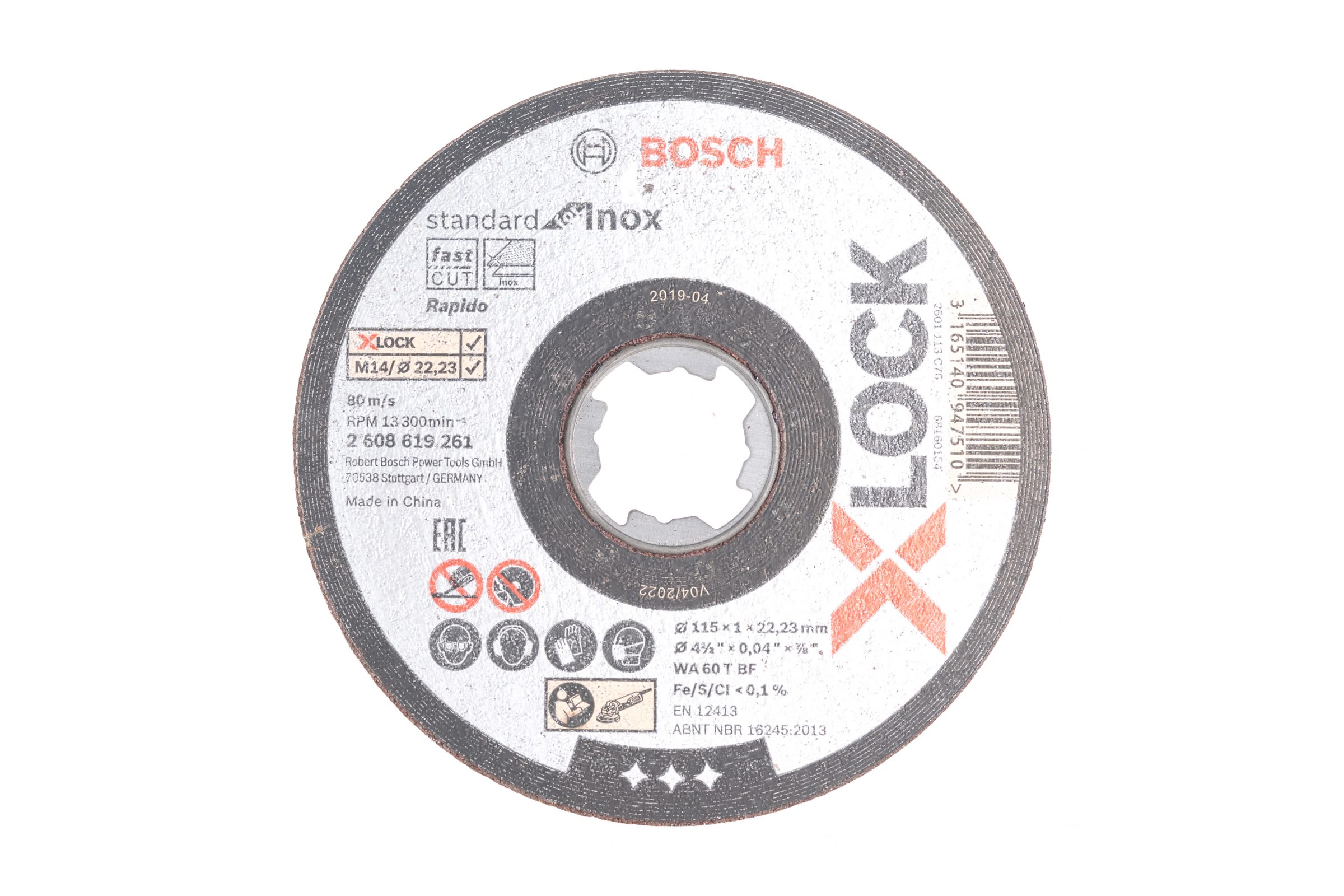 фото Диск отрезной по нержавеющей стали bosch x-lock (115x1x22.2 мм) 2.608.619.261