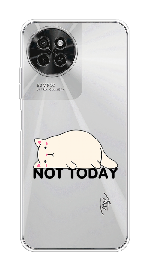 

Чехол на Itel S23 "Cat not today", Белый;розовый;черный, 3201450-1