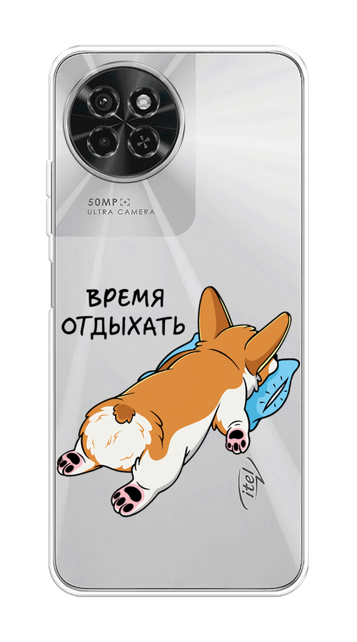 

Чехол на Itel S23 "Корги отдыхает", Черный;коричневый;голубой, 3201450-1