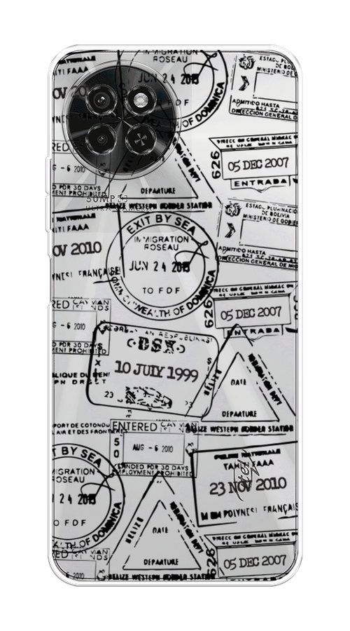 

Чехол на Itel S23 "Visa stamps 2", Белый;черный;серый, 3201450-1