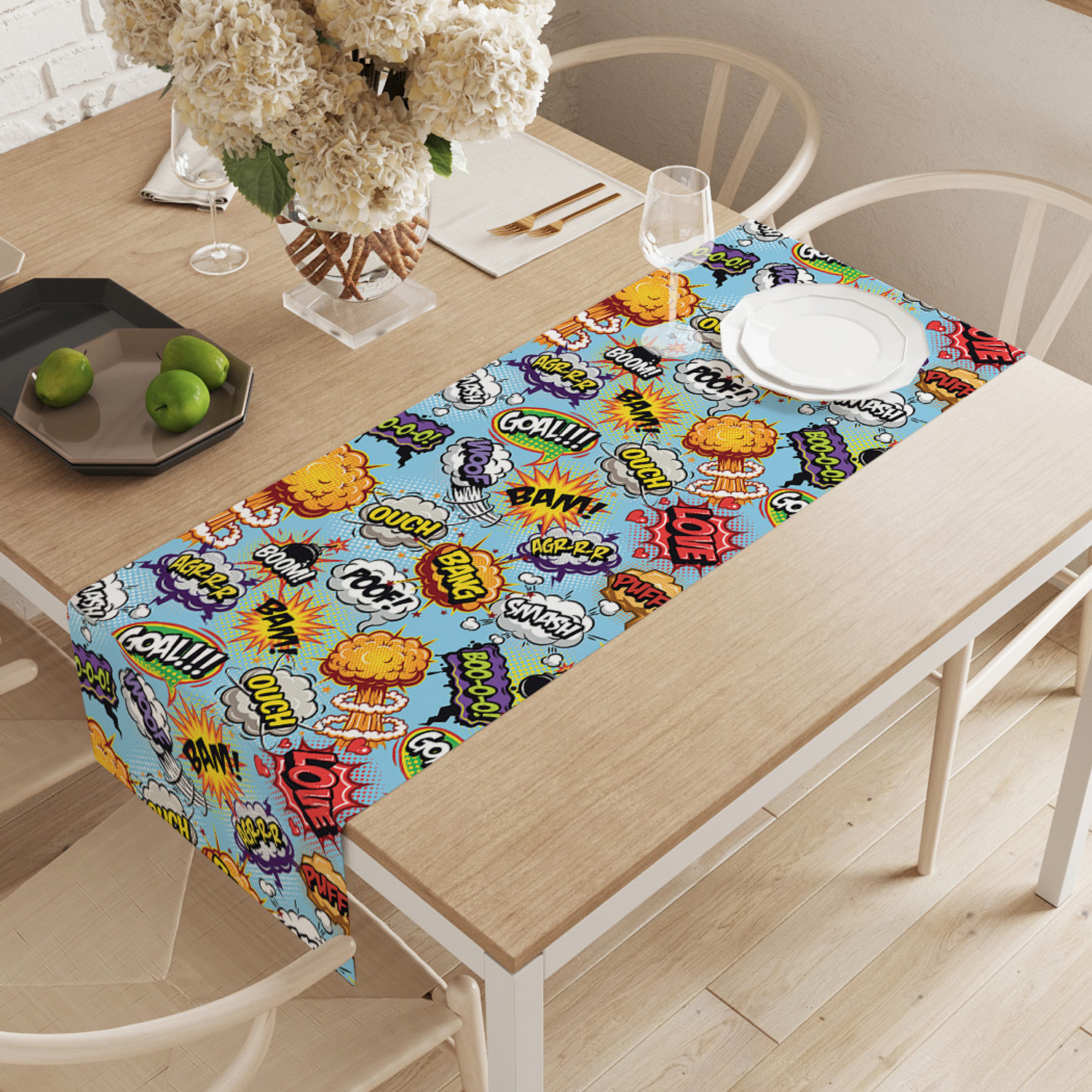 

Дорожка водоотталкивающая на стол JoyArty BAM BOOM ptt_423740 145х40см голубой