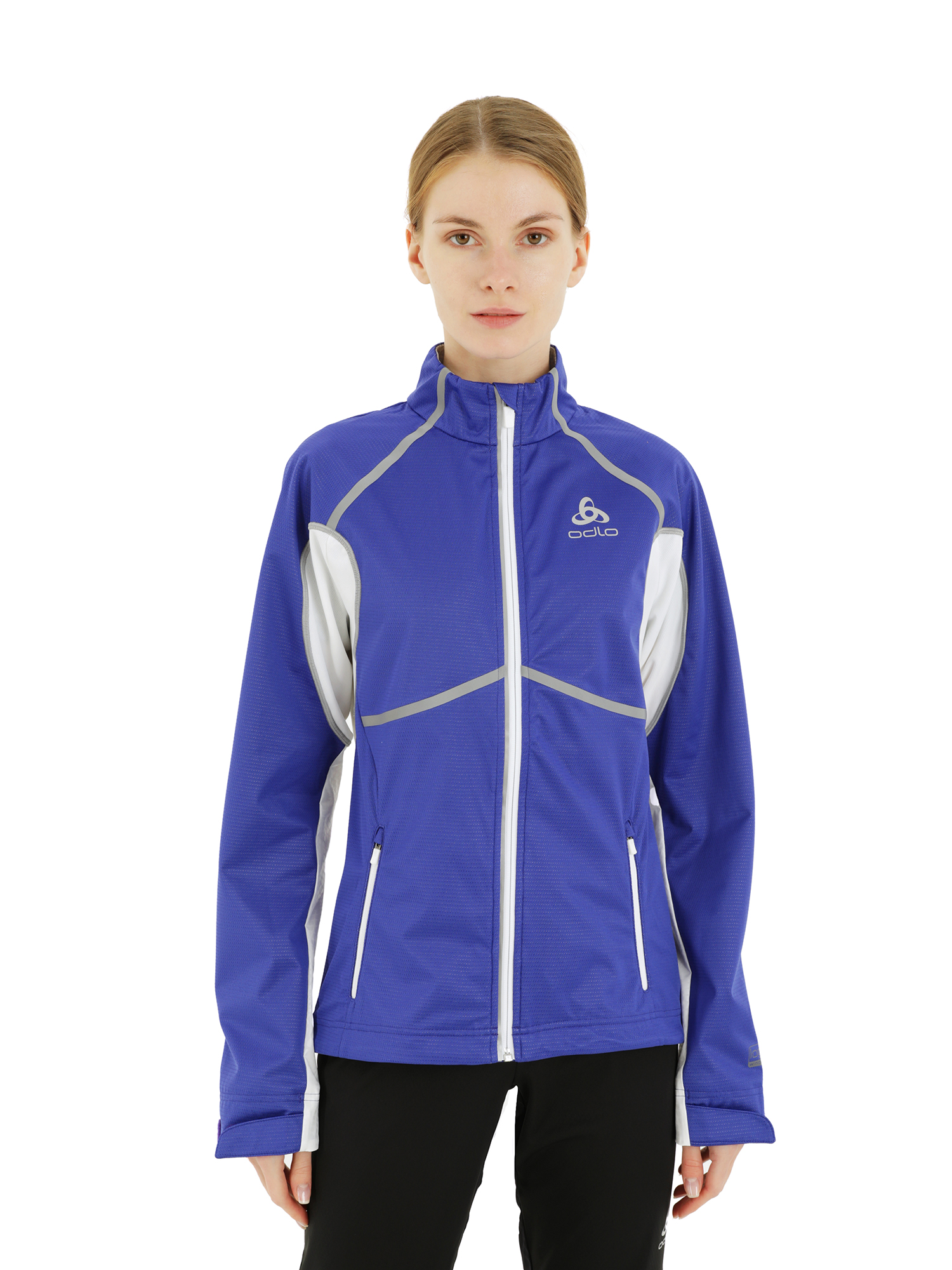фото Спортивная ветровка женская odlo jacket frequency x синяя xs