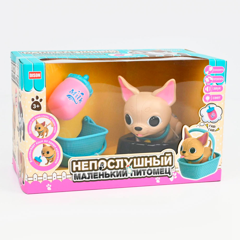 

Непослушный питомец Glossy Lock Щенок, интерактивный, на батарейках, 3 предметаE5599, Бежевый, E5599-11