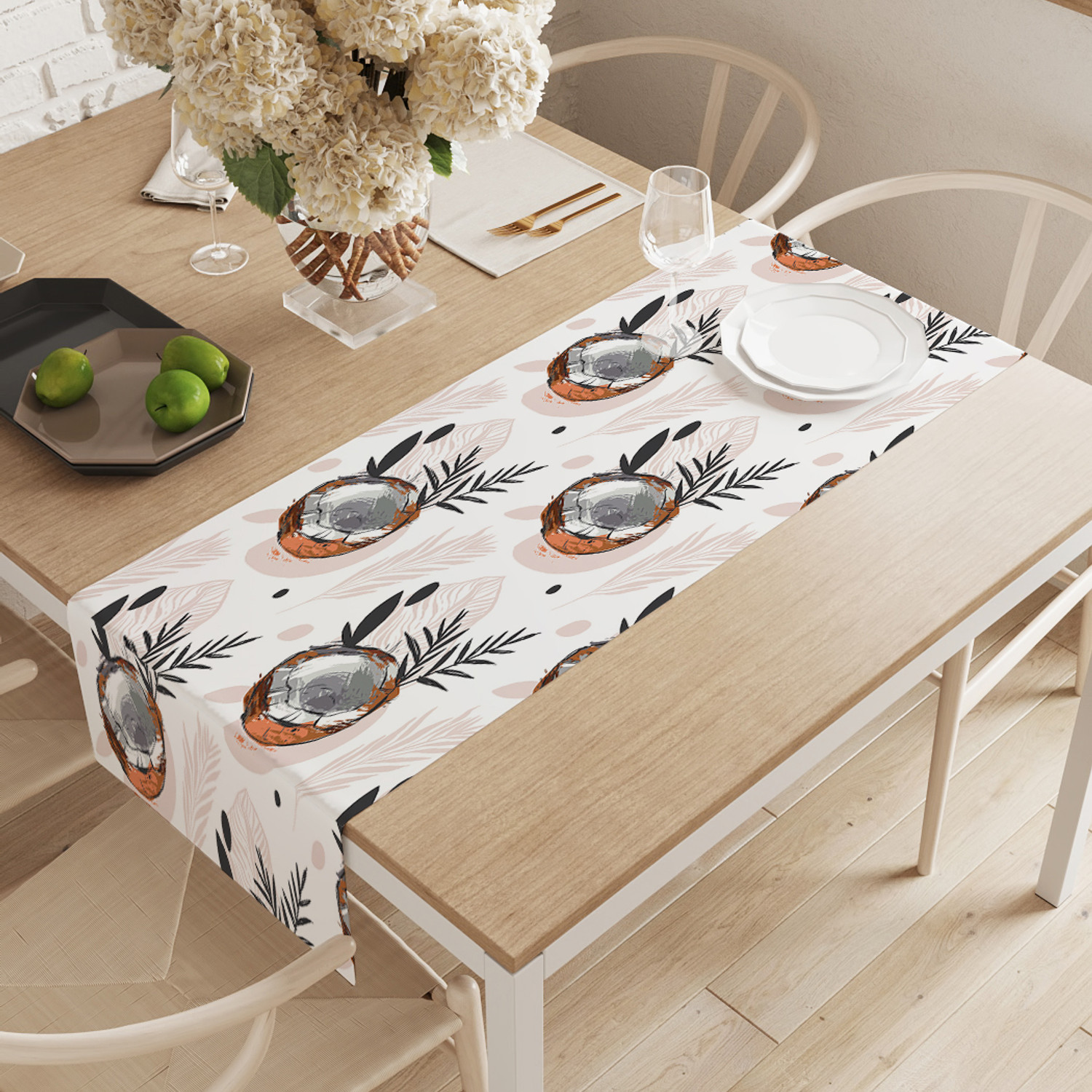 

Дорожка водоотталкивающая на стол JoyArty Кокосовое чудо ptt_423827 145х40см белый