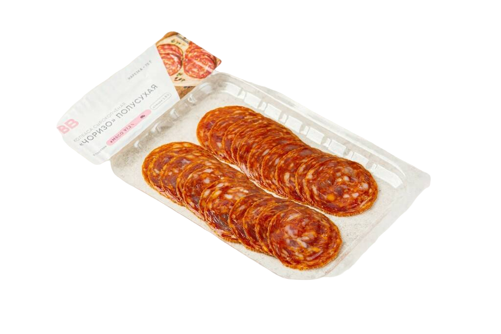 

Колбаса сырокопченая ВкусВилл Чоризо полусухая нарезка 70 г