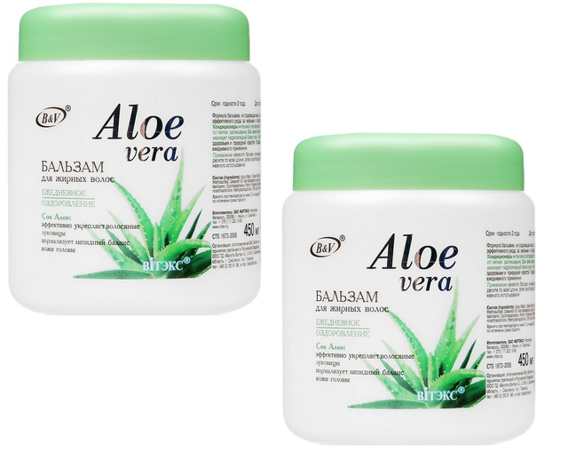 Бальзам Витэкс для жирных волос Aloe-vera Ежедневное оздоровление 450 мл 2 шт