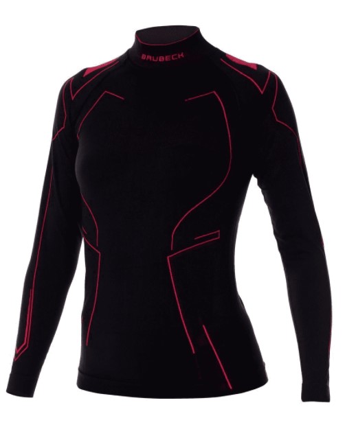 фото Термобелье женское brubeck футболка с длинным рукавом cooler черная/красный m