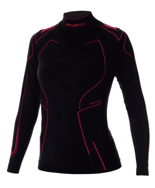 фото Термобелье женское brubeck футболка с длинным рукавом cooler черная/красный s