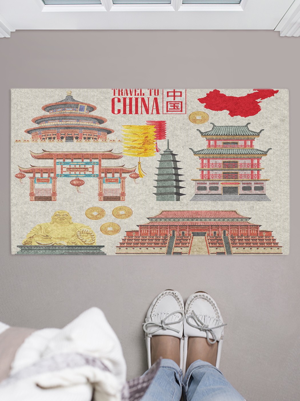 

Придверный коврик в прихожую для обуви, на резиновой основе, 75x45 см door_52784 JoyArty