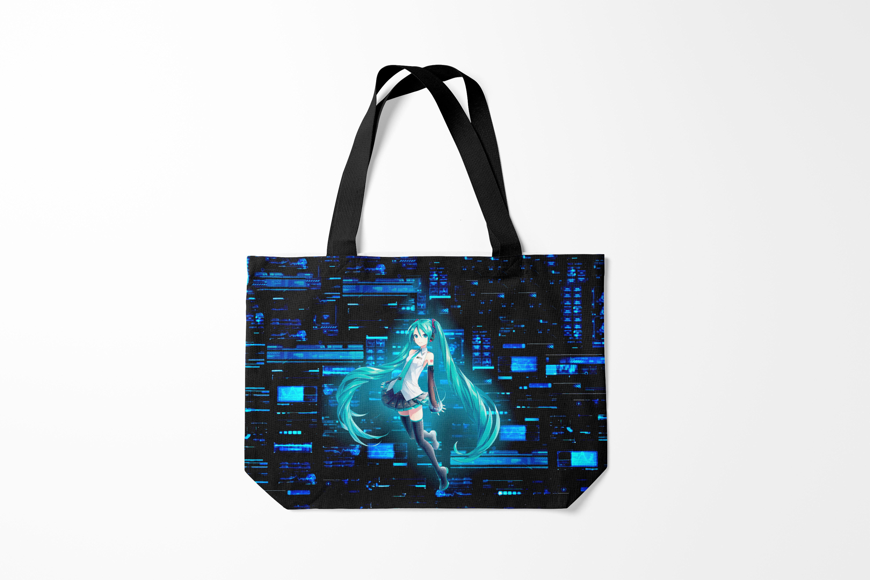 

Сумка шoппер унисекс Burnettie Хацуне Мику Miku в матрице, черный, Хацуне Мику Miku в матрице