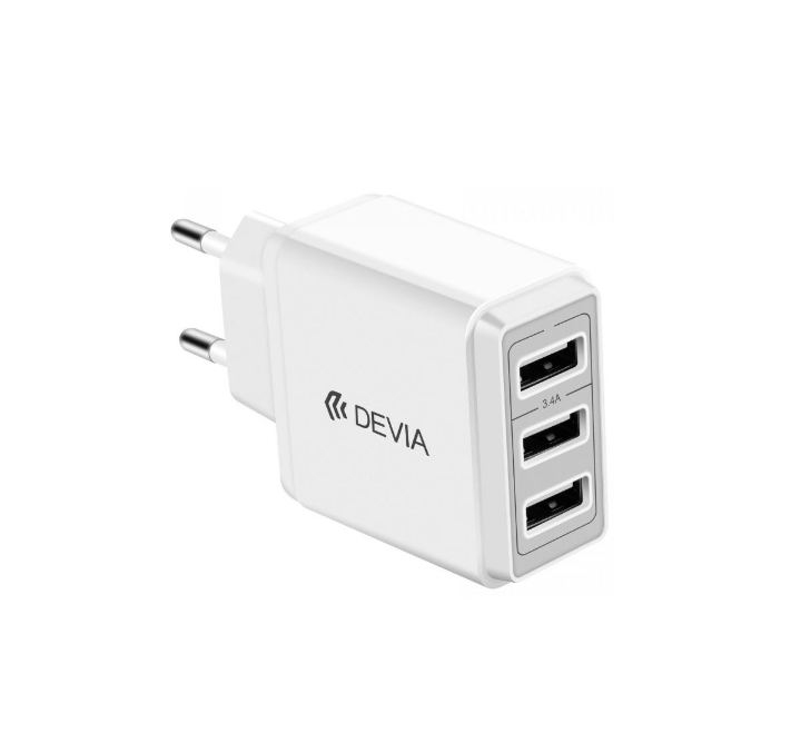 фото Сетевое зарядное устройство devia smart charger 3usb 17w - white