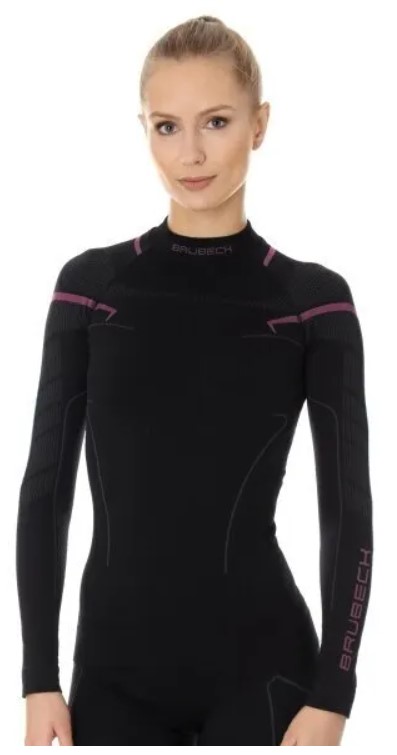 фото Термобелье женское brubeck футболка с длинным рукавом thermo nilit heat черная/розовая l